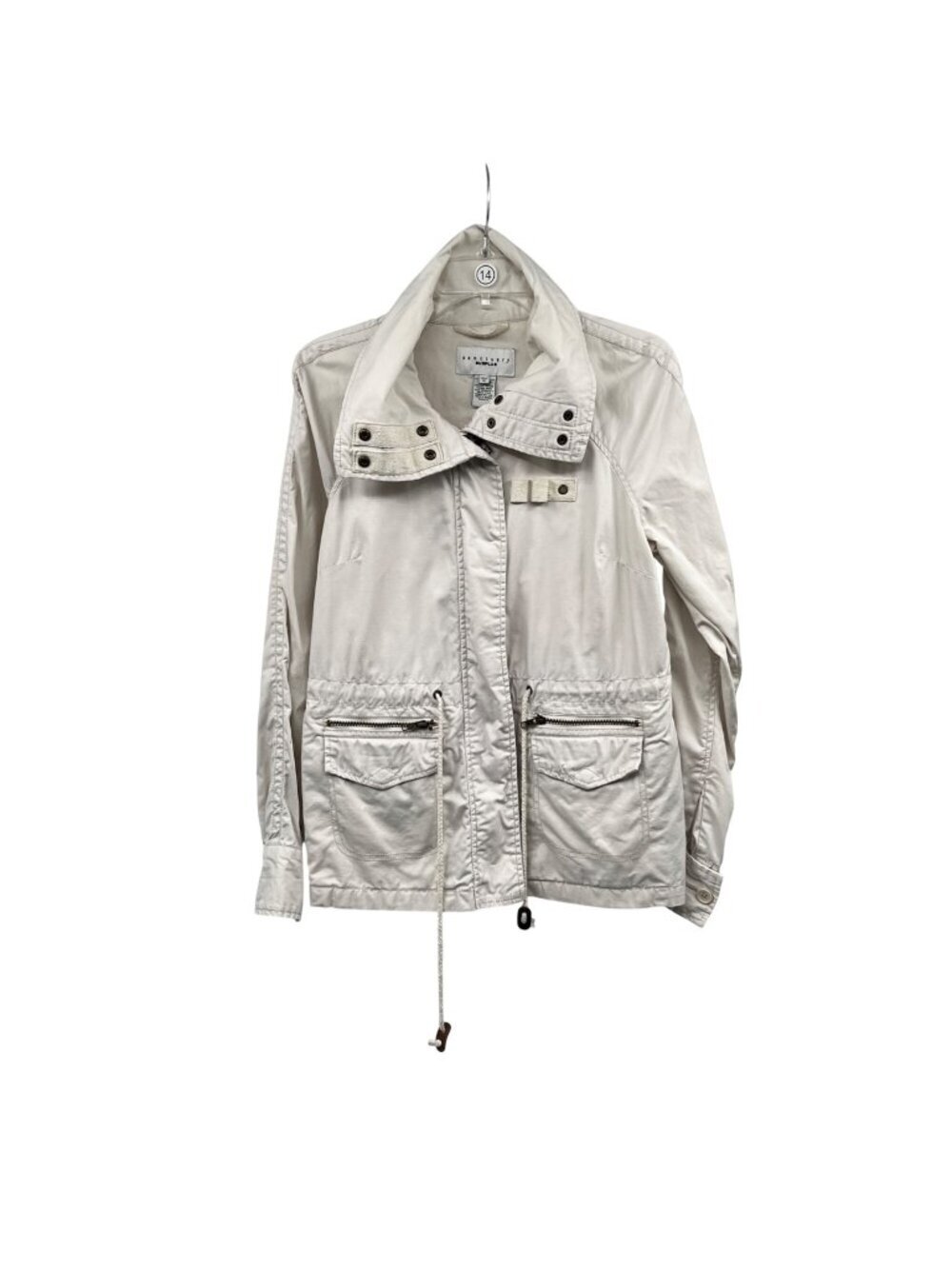 Sanctuary Surplus Womens Utility Jacket Cinched Waist Cream Medium Zip/Snap